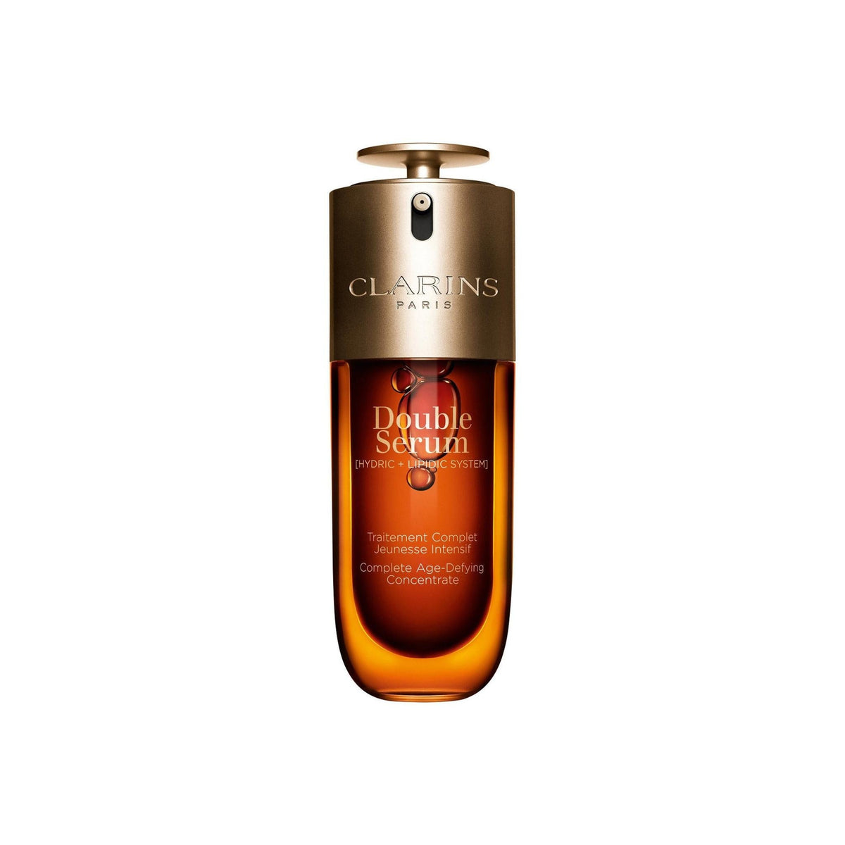 Refect Beauty Clarins Double Serum bottle featuring a dual-phase hydric and lipidic anti-ageing concentrate system.