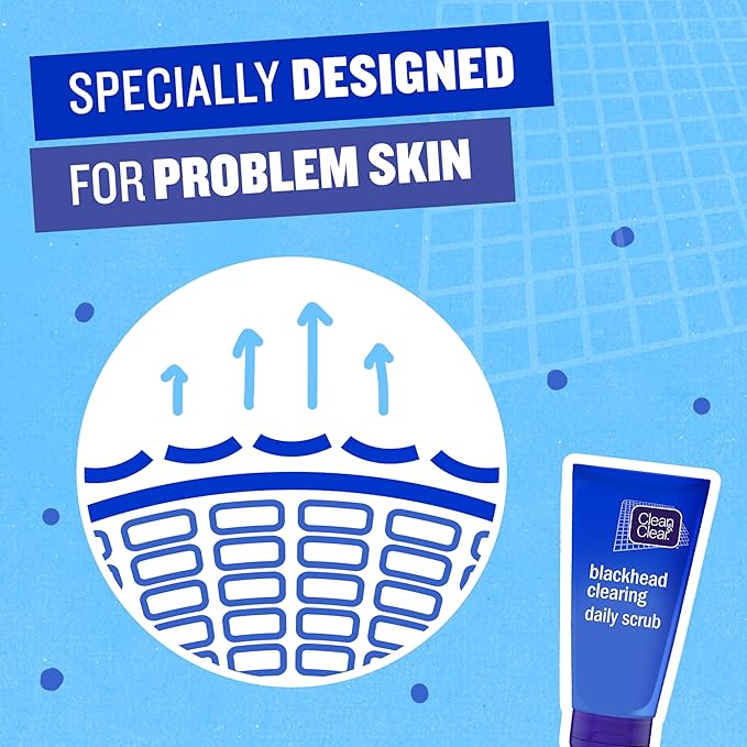 Refect Beauty Clean & Clear Blackhead Clearing Daily Scrub tube with a diagram showing pore unclogging action.