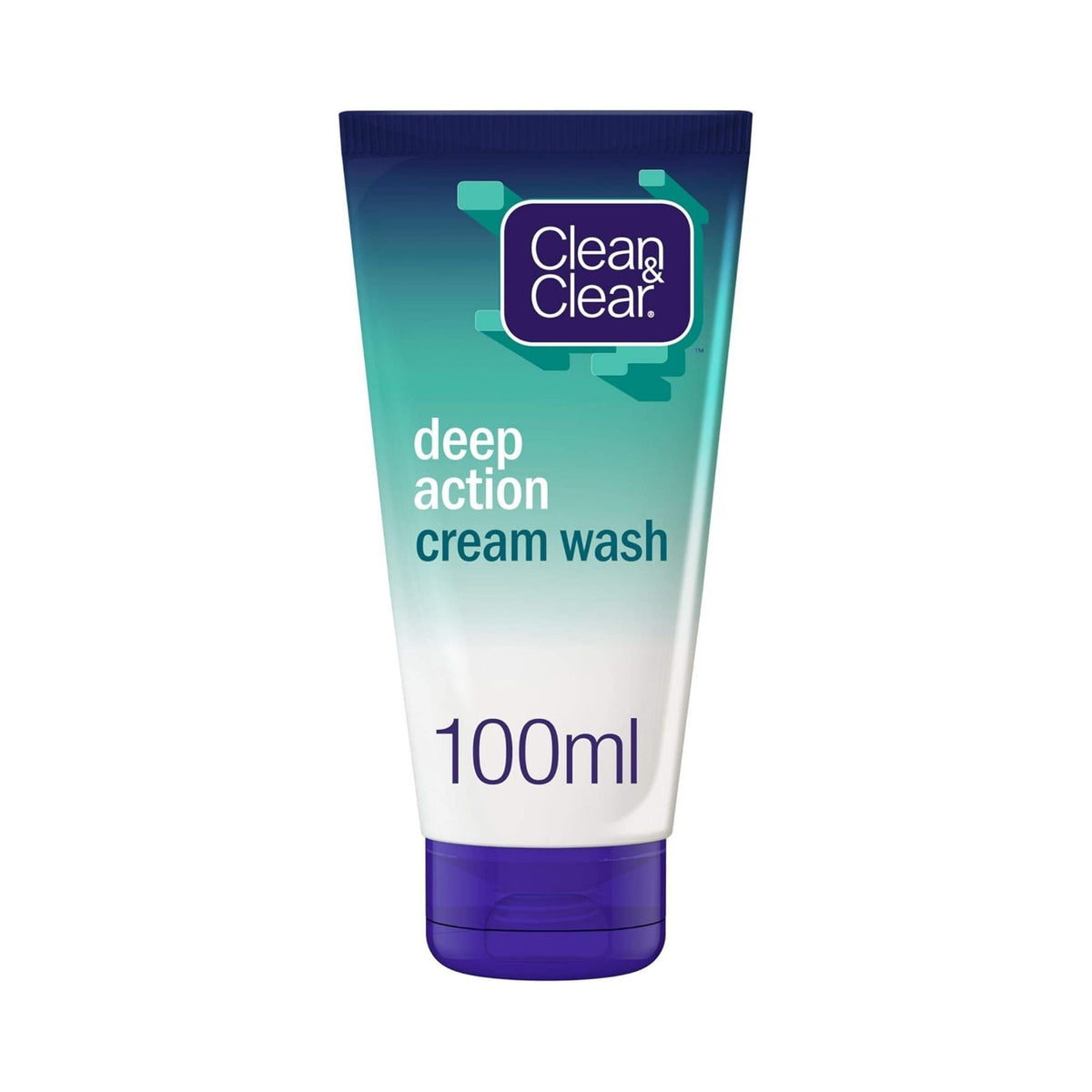 Refect Beauty Clean & Clear Deep Action Cream Wash in a 100ml tube with a blue and white gradient design.