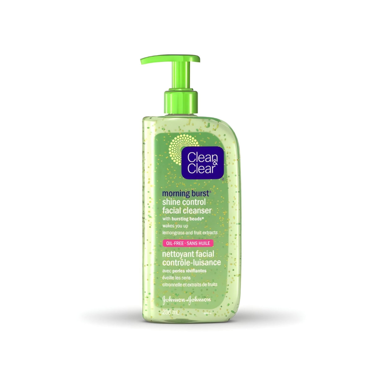 Refect Beauty Clean & Clear Shine Control facial cleanser in a green pump bottle with refreshing bursting beads.