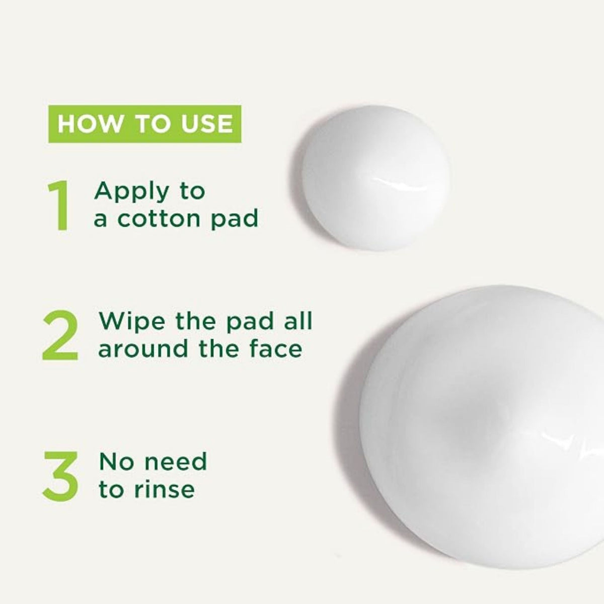Refect Beauty Simple Kind to Skin Purifying Cleansing Lotion instructions showing three steps for facial application