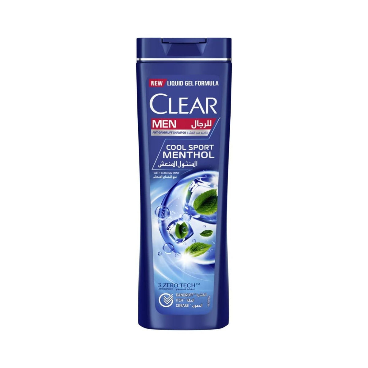 Refect Beauty Clear Men Cool Sport Menthol anti-dandruff shampoo bottle with mint graphics on a white background