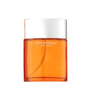 Refect Beauty Clinique Happy For Men eau de toilette in a bright orange glass bottle with a silver cap.