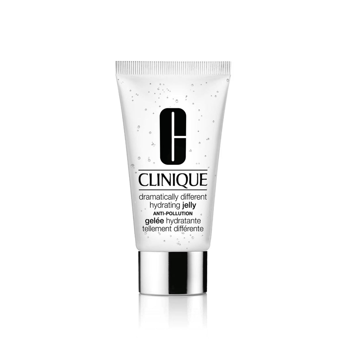 Refect Beauty Clinique Dramatically Different Hydrating Jelly in a clear squeeze tube with a silver cap.