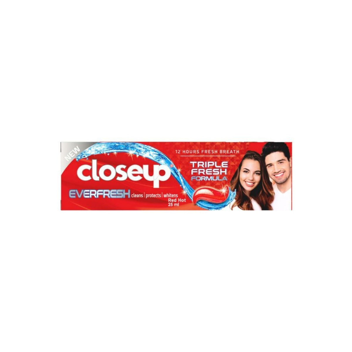Refect Beauty Closeup Red Hot 24H Fresh Breath toothpaste box featuring a smiling couple and triple fresh formula