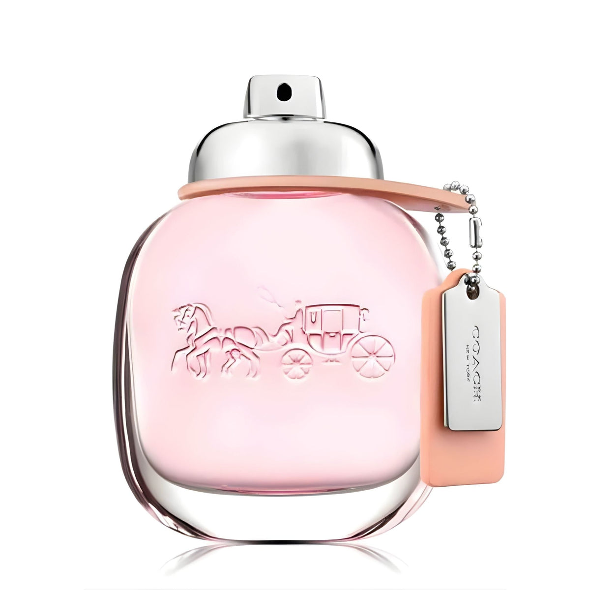 Refect Beauty Coach for Women Eau de Toilette in a rounded glass bottle with a pink tint and signature horse carriage