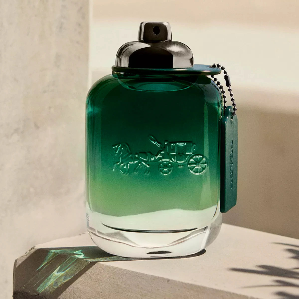 Refect Beauty Coach Green for Men Eau de Toilette in a green glass bottle with a silver cap and signature tag.