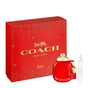 Refect Beauty Coach With Love gift set featuring a red perfume bottle, travel spray, and festive red gift box.