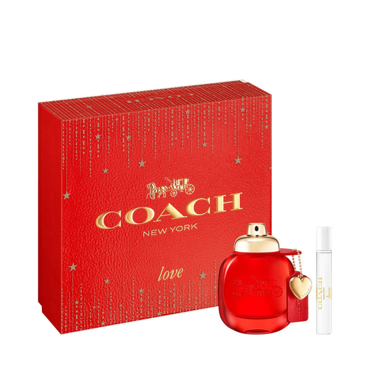 Refect Beauty Coach With Love gift set featuring a red perfume bottle and travel spray in a festive red gift box