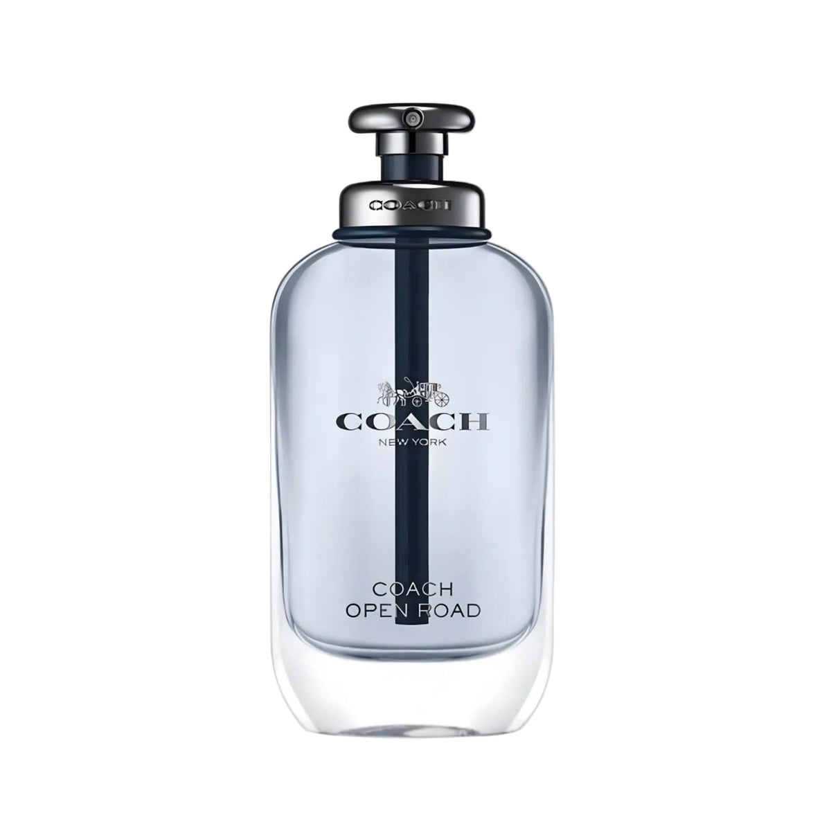 Refect Beauty Coach Open Road Eau de Toilette in a clear glass bottle with a silver cap and blue-tinted fragrance.
