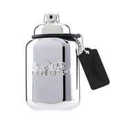 Refect Beauty Coach Platinum Eau de Parfum in a sleek, reflective silver bottle with a black leather hangtag.