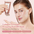 Refect Beauty Medicube Collagen Night Wrapping Mask being applied by a woman for glowing, hydrated skin.