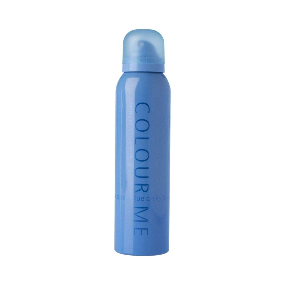 Refect Beauty Colour Me Blue body spray for men in a light blue aerosol can with a matching cap.