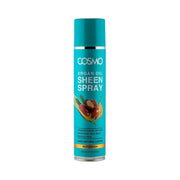 Refect Beauty Cosmo Argan Oil Sheen Hair Spray in a 300ml turquoise aerosol bottle for glossy, smooth hair.