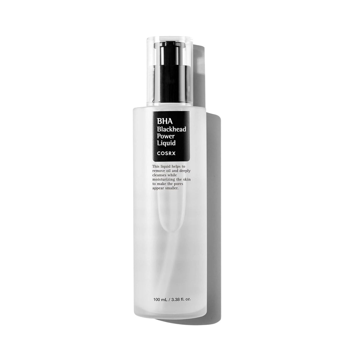Refect Beauty Cosrx BHA Blackhead Power Liquid exfoliating toner in a clear 100ml pump bottle for oily skin