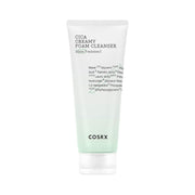 Refect Beauty Cosrx Pure Fit Cica Creamy Foam Cleanser in a white tube with green accents for sensitive skin.
