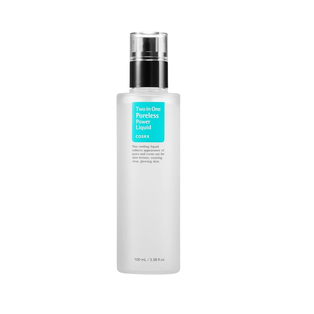 Refect Beauty Cosrx Two in One Poreless Power Liquid toner in a clear 100ml bottle with a black pump dispenser.