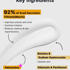 Refect Beauty Cosrx Advanced Snail 92 All in One Cream texture showing key ingredients like snail mucin and betaine
