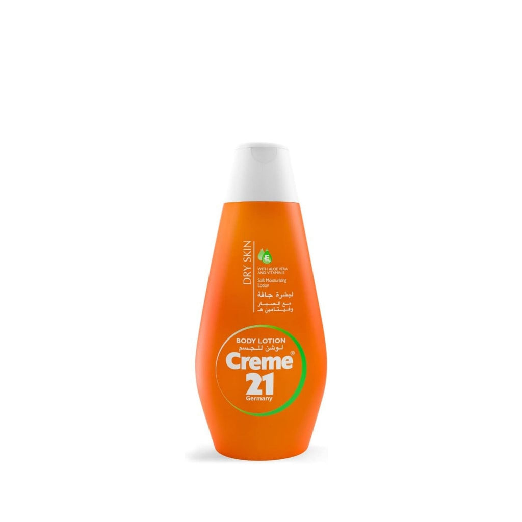 Refect Beauty Cream 21 body lotion with aloe vera and vitamin E in an orange bottle for dry skin hydration