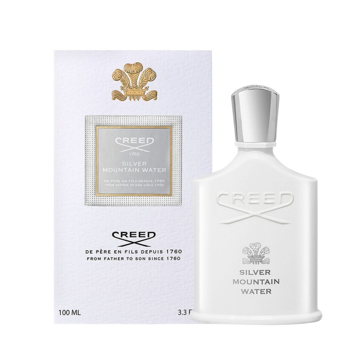 Refect Beauty Creed Silver Mountain Water Eau de Parfum bottle and white gift box with gold crest logo