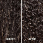 Refect Beauty before and after comparison showing hair curl definition and frizz reduction after using leave-on cream