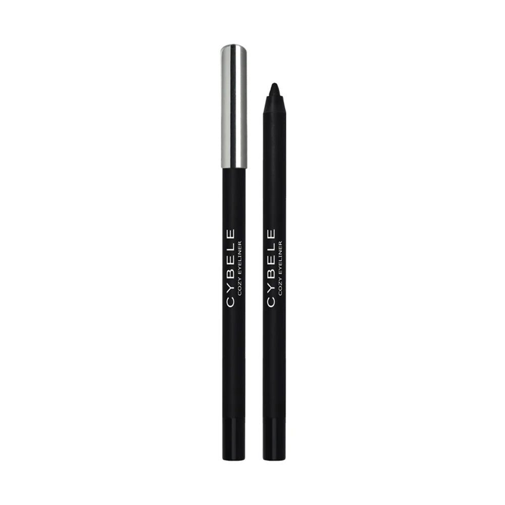 Refect Beauty Cybele Cozy Eyeliner Gel Pencil in black with a silver cap, featuring a smooth, creamy texture.