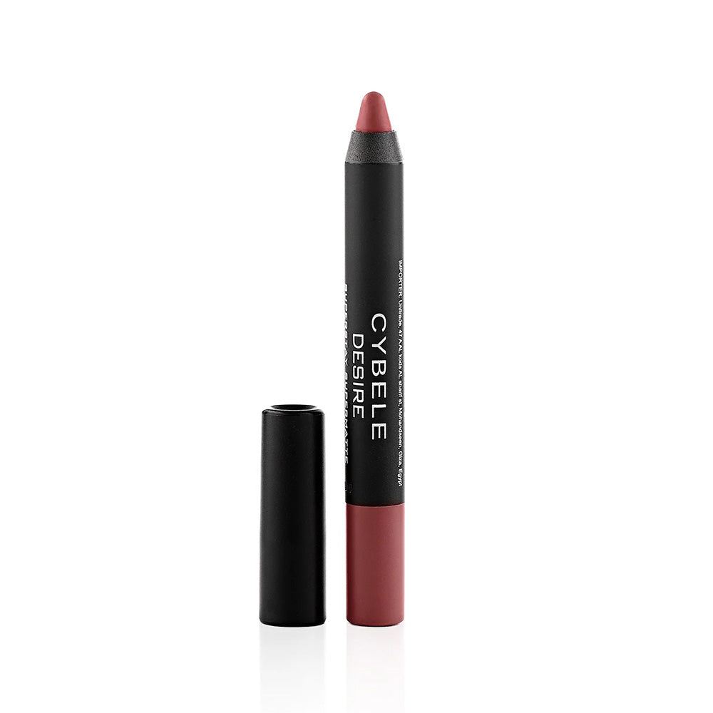 Refect Beauty Cybele Desire creamy lipstick pencil in a dusty rose shade with a black cap for precise lip definition.