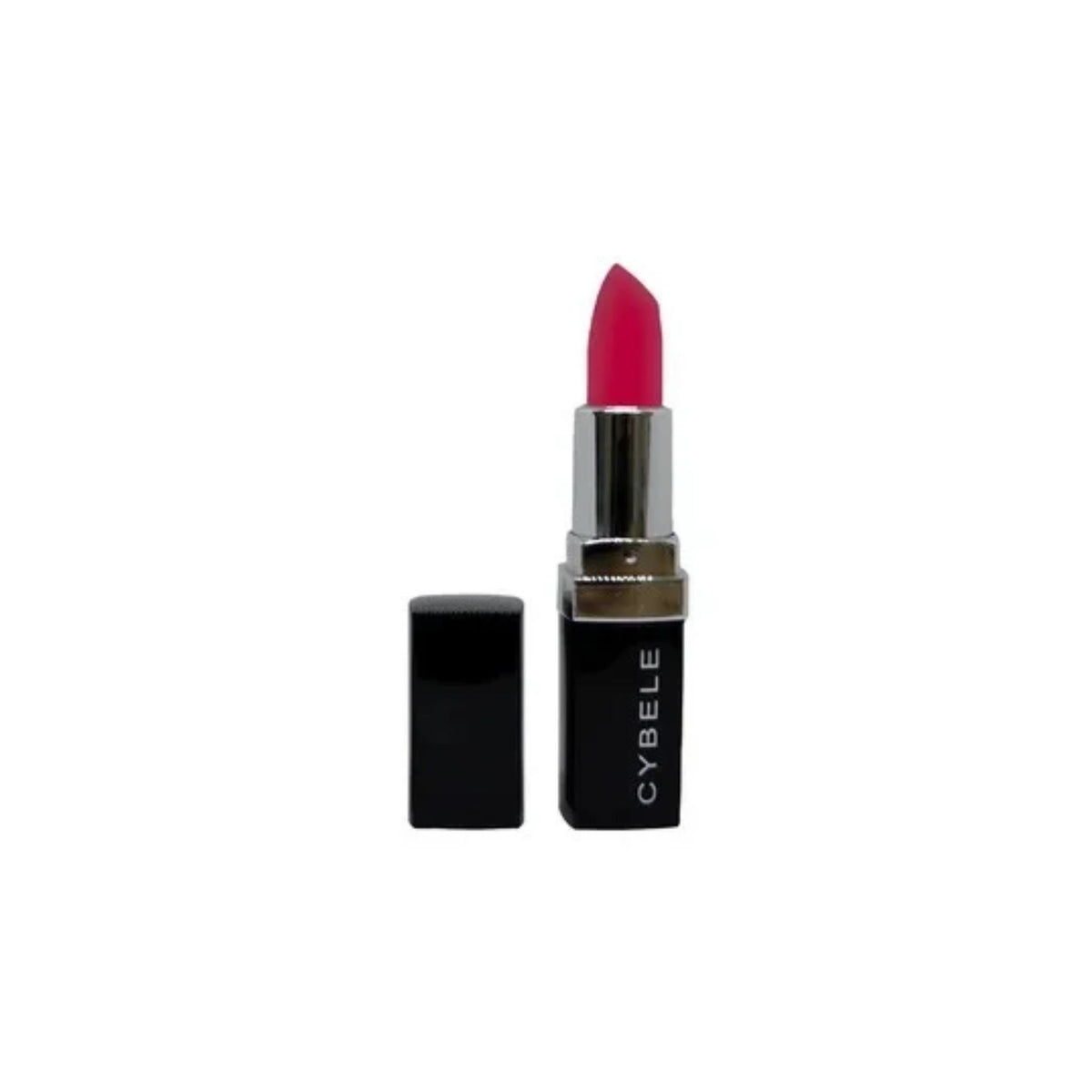 Refect Beauty Cybele Exotic lipstick in a vibrant hot pink shade with a sleek black and silver tube packaging