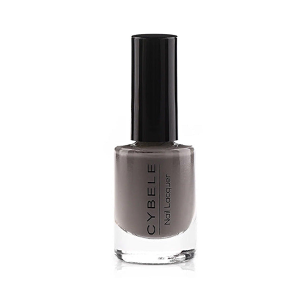 Refect Beauty Cybele nail polish in a sophisticated taupe grey shade with a glossy finish in a glass bottle.