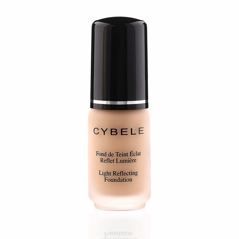Refect Beauty Cybele liquid foundation in a clear glass bottle with a black cap for a smooth, natural finish.