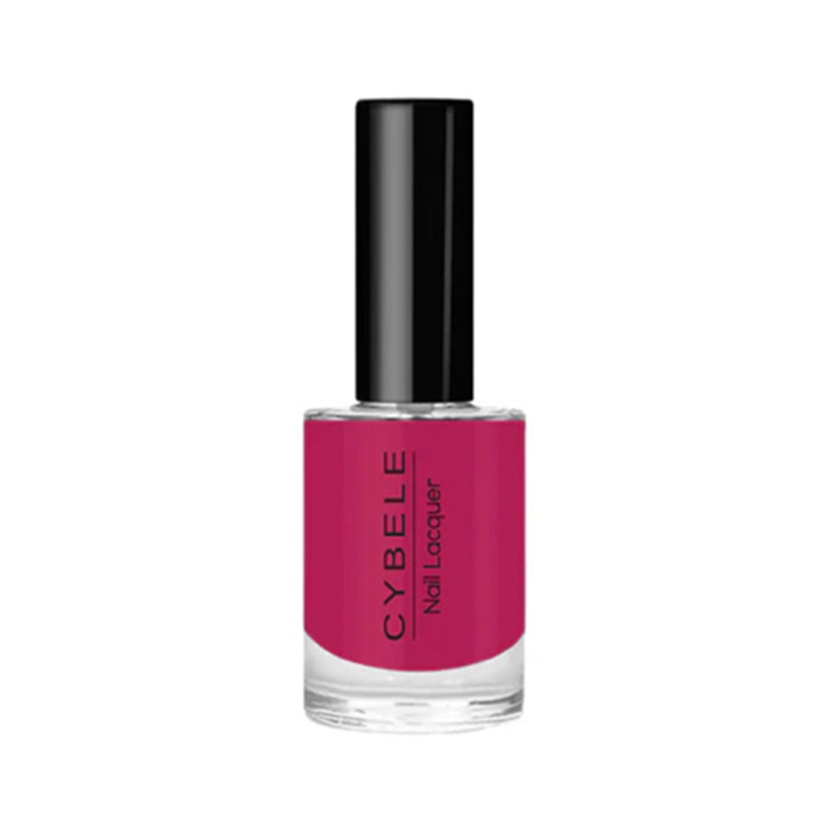 Refect Beauty Cybele nail polish in a vibrant magenta shade with a glossy finish in a clear glass bottle.