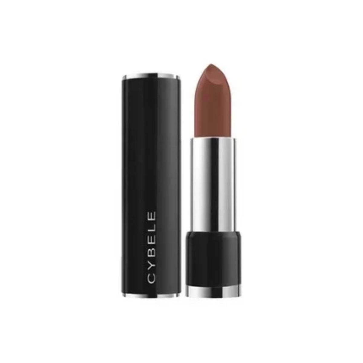 Refect Beauty Cybele matte lipstick in a rich brown shade with a sleek black and silver tube packaging.