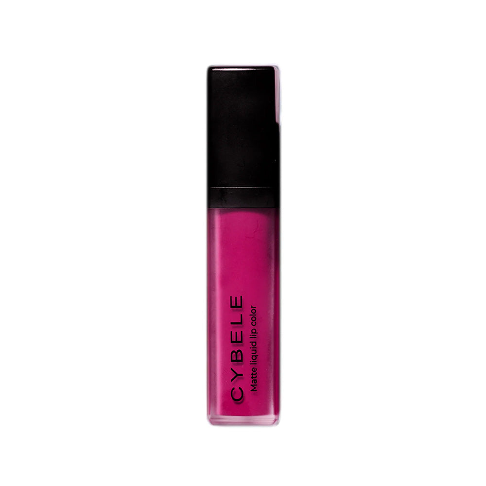 Refect Beauty Cybele matte liquid lipstick in a vibrant fuchsia pink shade with a sleek clear tube and black cap.