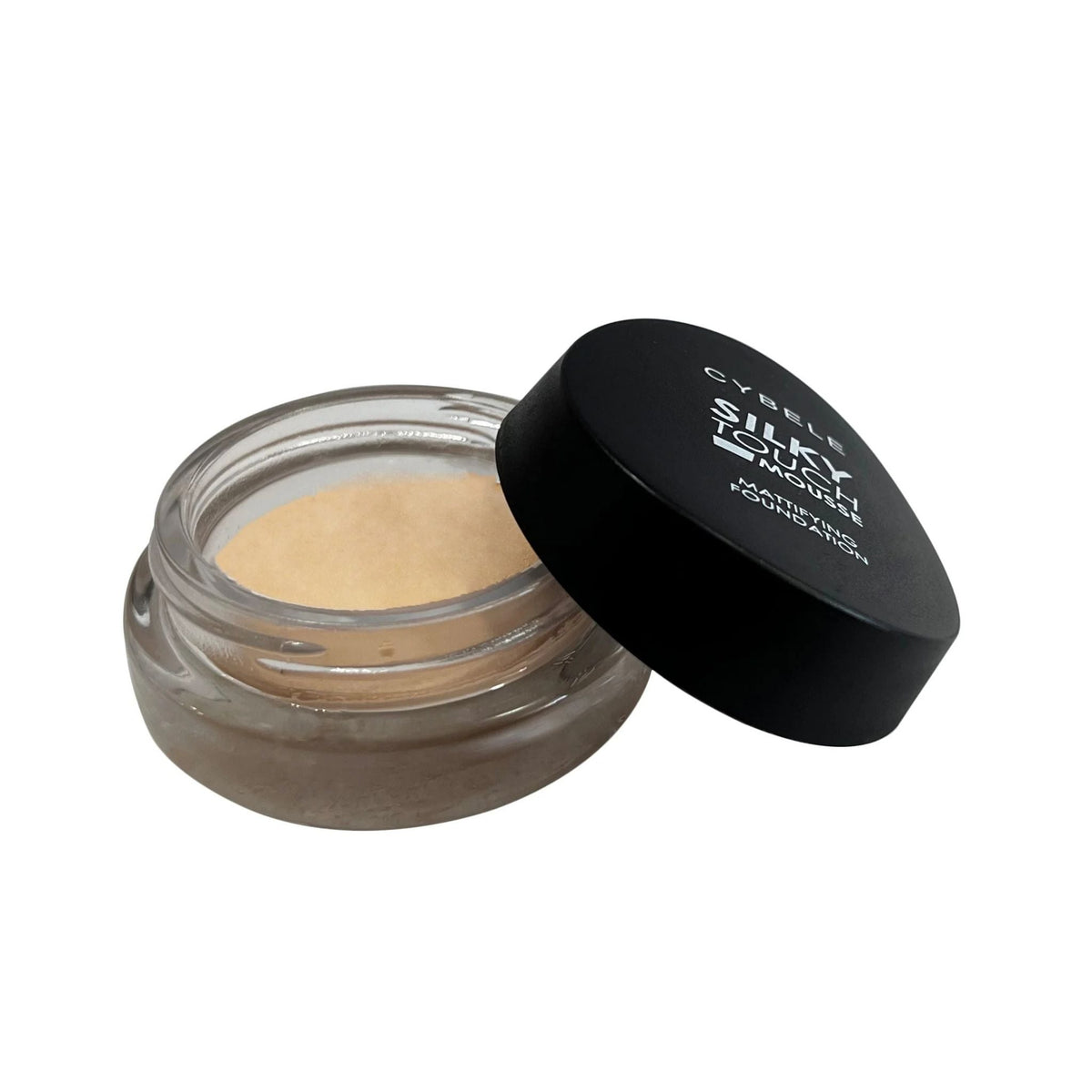 Refect Beauty Cybele Silky Touch Mousse Mattifying Foundation in a glass jar with a black lid