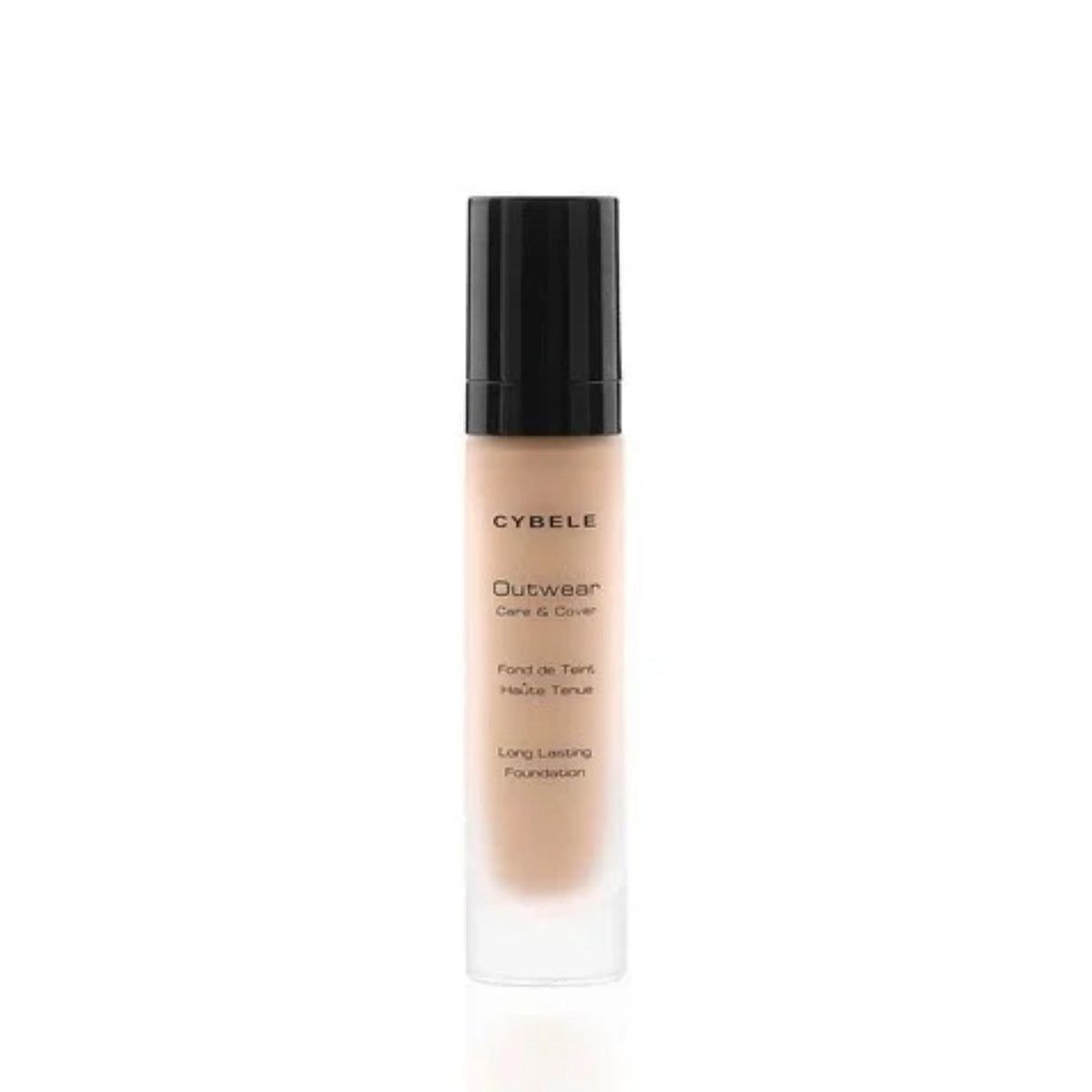 Refect Beauty Cybele Out Wear long-lasting liquid foundation in a clear glass bottle with a black pump cap.