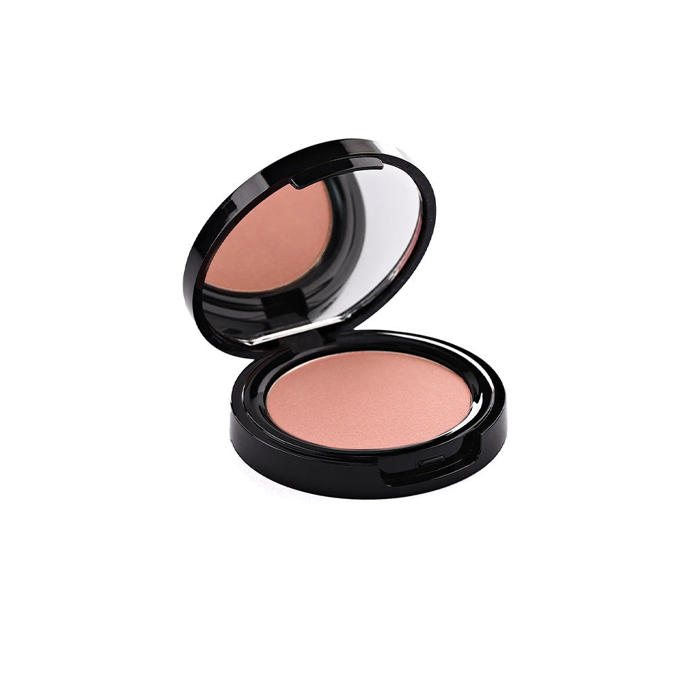 Refect Beauty Cybele Smooth N'Wear powder blush in a sleek black compact with an open lid and mirror.