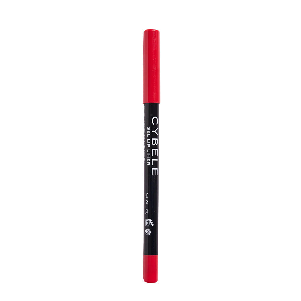 Refect Beauty Cybele gel lip liner in a vibrant red shade with a sleek black pencil casing for precise application.