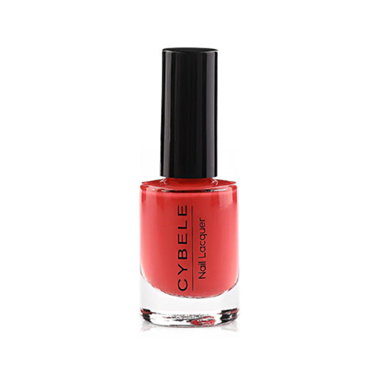 Refect Beauty Cybele nail polish in a vibrant red shade with a glossy finish in a clear glass bottle