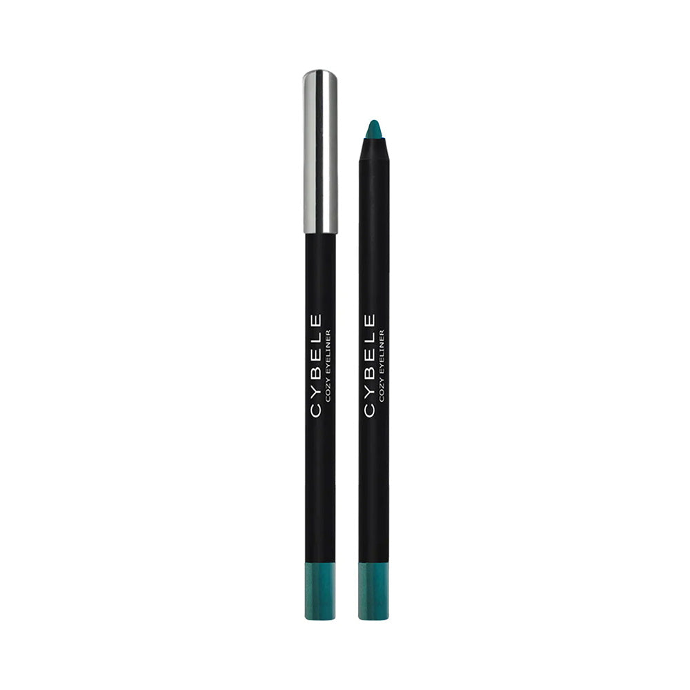 Refect Beauty Cybele Cozy Eyeliner Gel Pencil in a vibrant teal shade with a sleek black casing and silver cap.