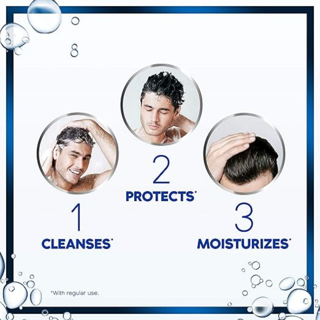 Refect Beauty Head & Shoulders Daily Clean Shampoo infographic showing three steps: cleanse, protect, and moisturize.