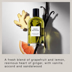 Refect Beauty David Beckham Botanical Resin Eau de Parfum bottle surrounded by fresh ginger, grapefruit, and vanilla