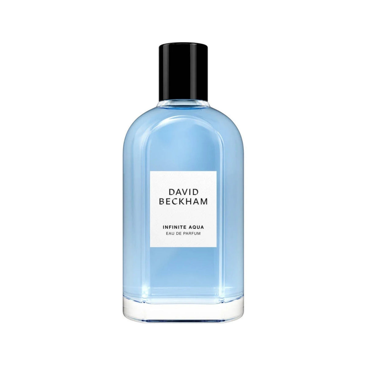 Refect Beauty David Beckham Collection Infinite Aqua Eau de Parfum in a clear glass bottle with light blue liquid.