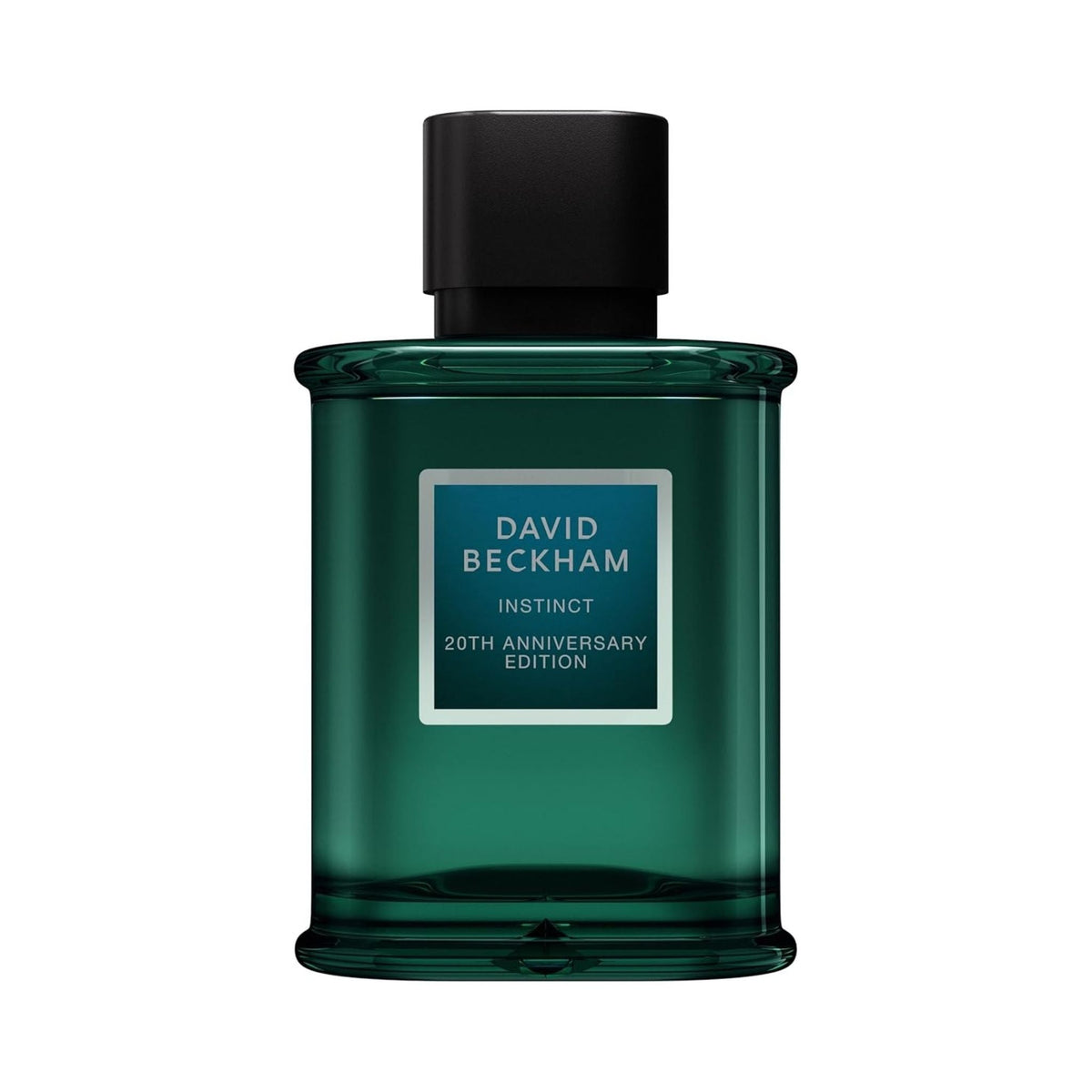 Refect Beauty David Beckham Instinct 20th Anniversary Edition Eau de Parfum in a dark green glass bottle.
