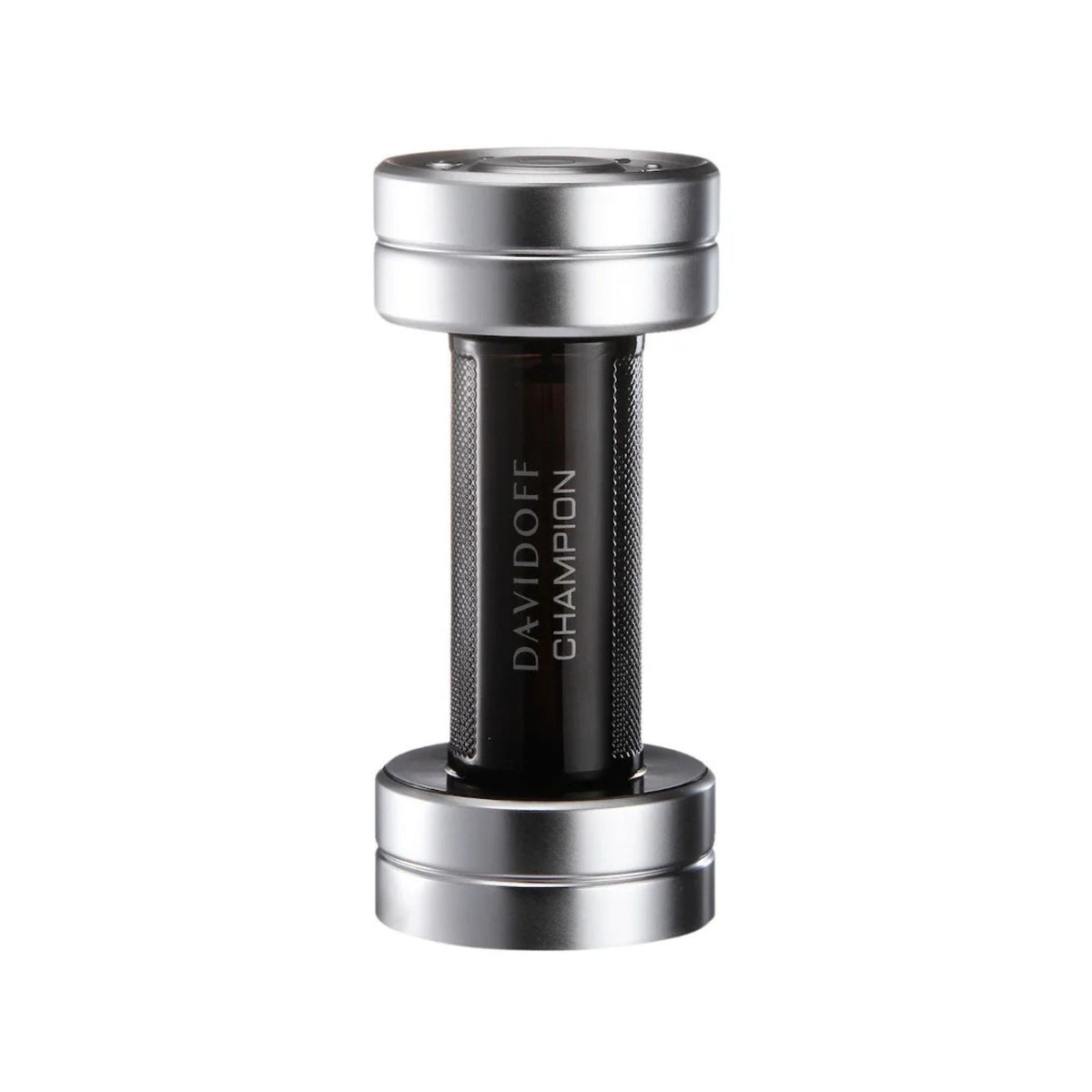 Refect Beauty Davidoff Champion Eau de Toilette in a unique dumbbell-shaped bottle with silver and black accents.