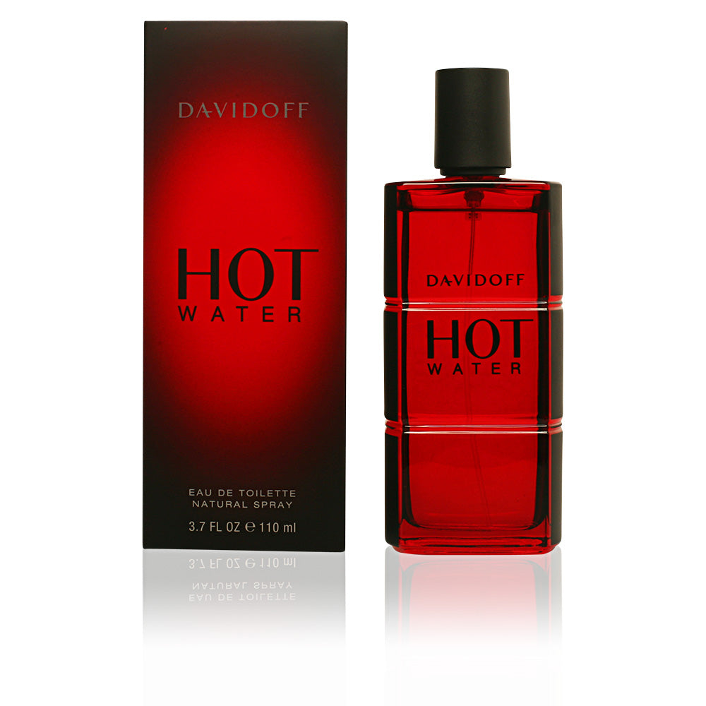 Refect Beauty Davidoff Hot Water Eau de Toilette bottle and box featuring a bold red design for men