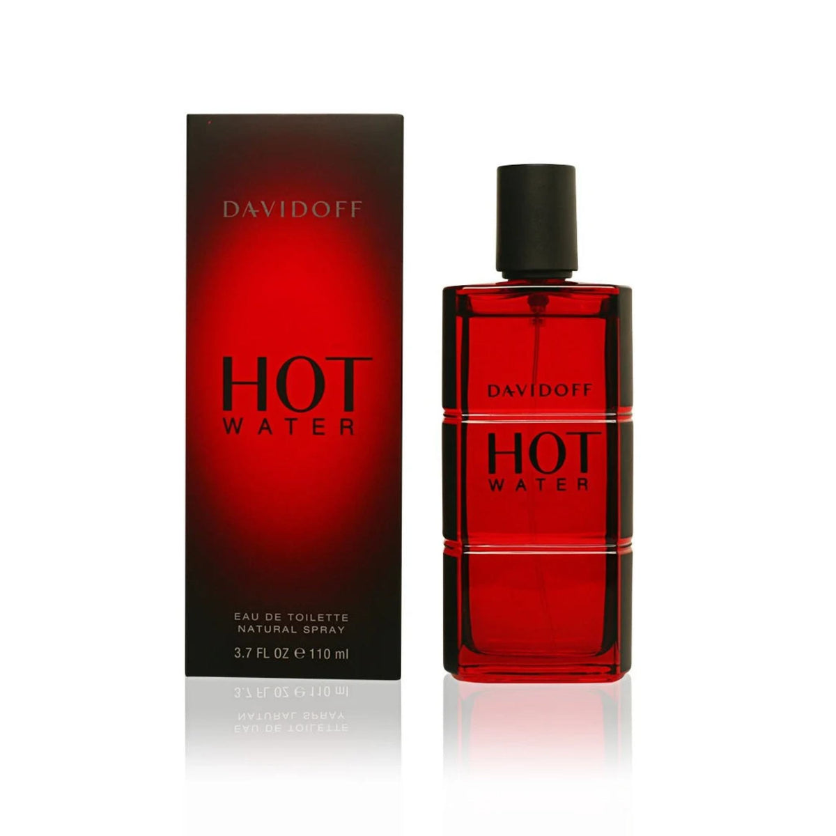 Refect Beauty Davidoff Hot Water eau de toilette bottle and box featuring a bold red and black design
