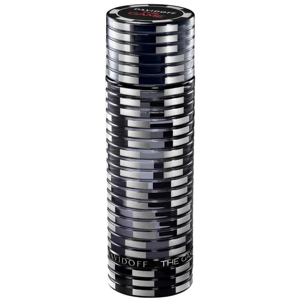 Refect Beauty Davidoff The Game eau de toilette in a unique black and silver poker chip stack bottle design.