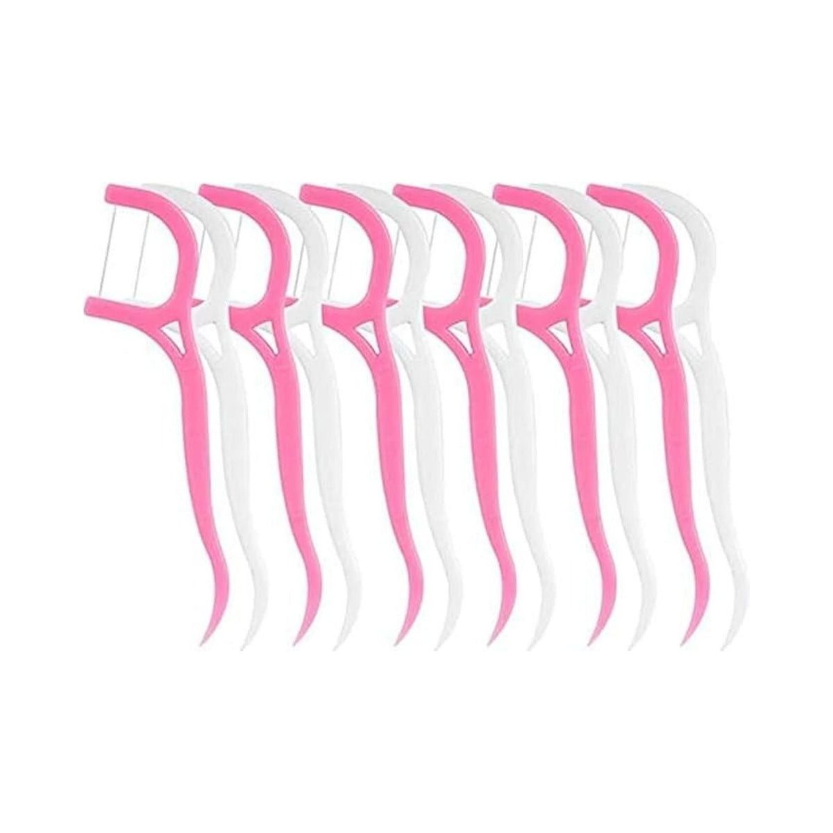 Refect Beauty dental floss picks in pink and white for daily oral hygiene and plaque removal between teeth