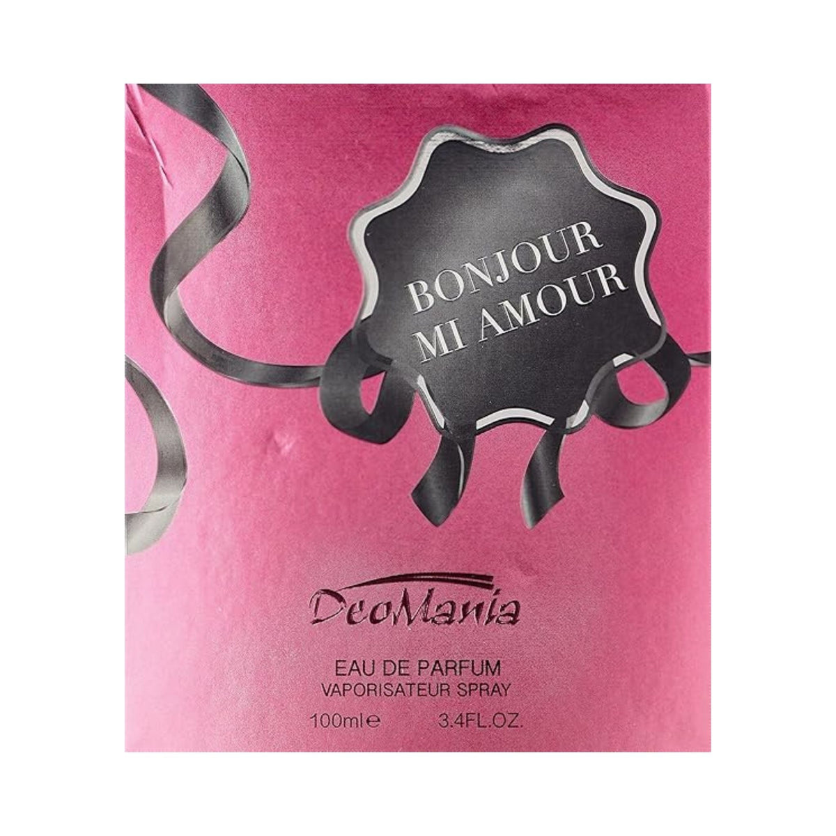 Refect Beauty Deomania Parfum Bonjour Eau de Parfum bottle featuring a vibrant pink label with black ribbon detail