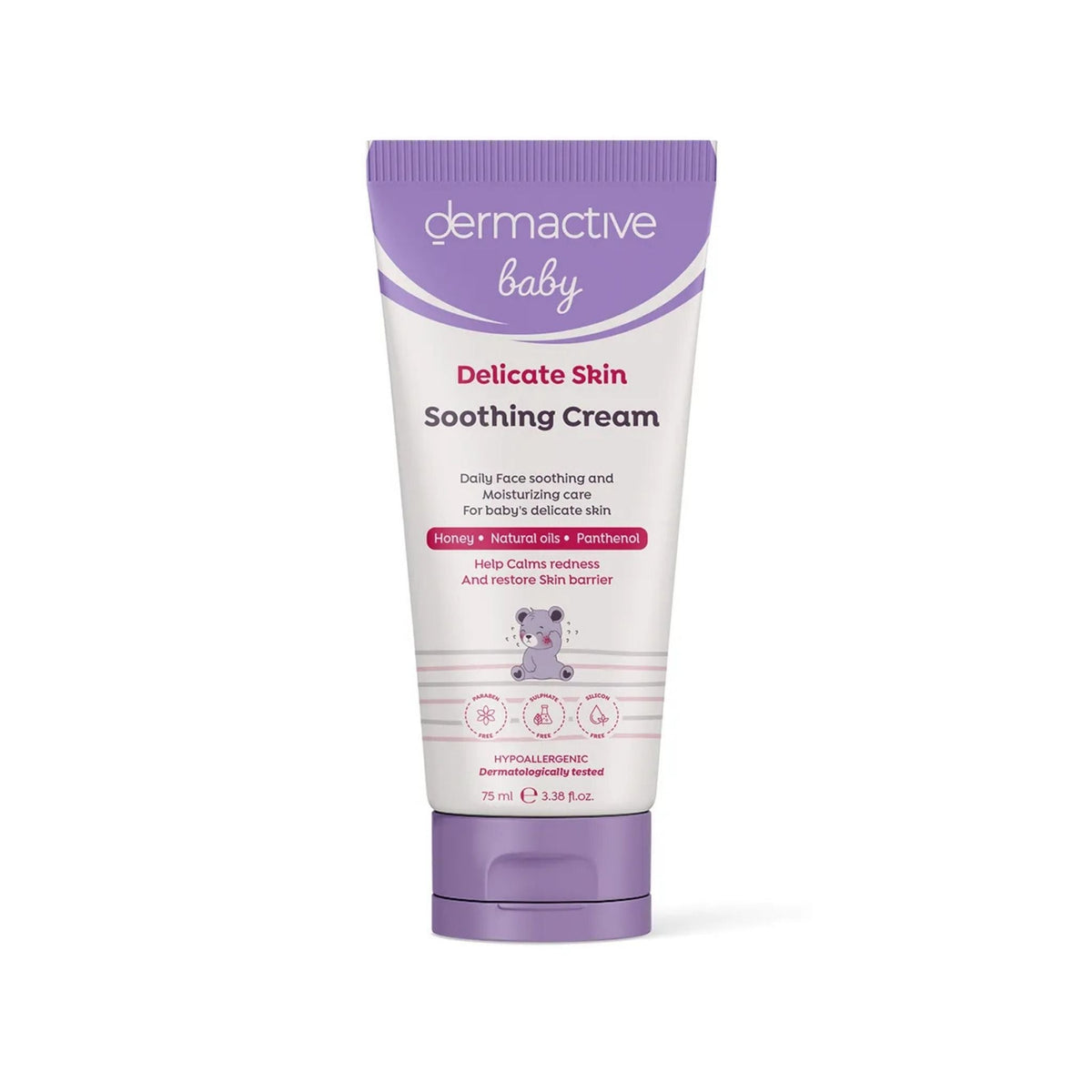 Refect Beauty Dermactive Baby soothing cream in a 75ml purple tube for delicate and sensitive skin.